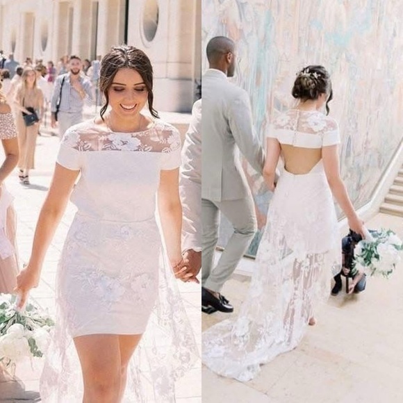 RIME ARODAKY Halcyon Tulle High Low Bridal Dress White Sz S - Picture 6 of 7